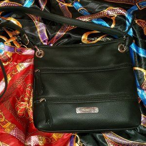 Black Rosetti 3 Zipper Medium Leather Crossbody